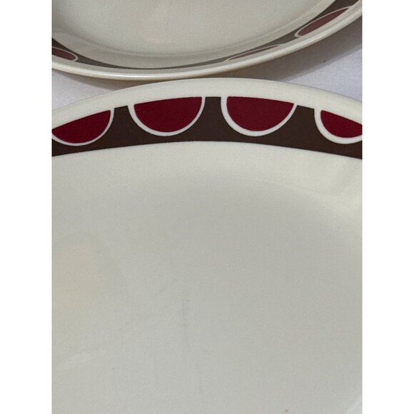 Corelle Vitrelle Kitu Bread Plates Set Of 6 Sandstone Brown & Red Dots Pattern - Picture 2 of 5